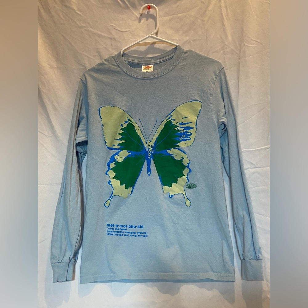 light blue graphic long sleeve